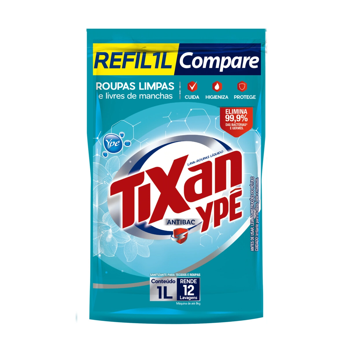 Lava Roupas Líquido Tixan Ypê Antibac Sachê 1l Refil