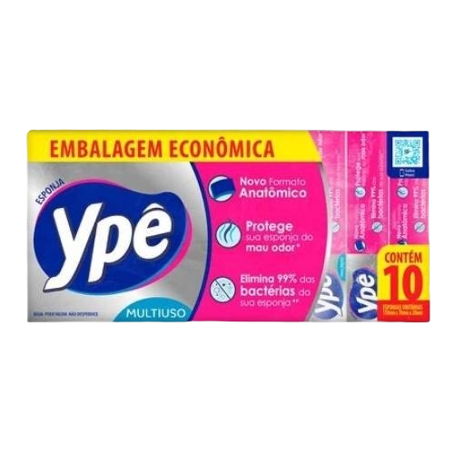 Esponja Anatômica Multiuso Ypê 10 Unidades Embalagem Econômica