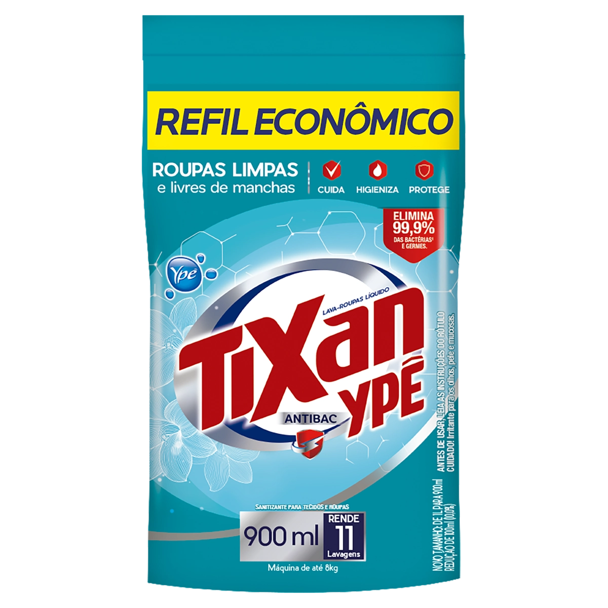 Lava Roupas Líquido Tixan Ypê Antibac Pouch 900ml Refil Econômico