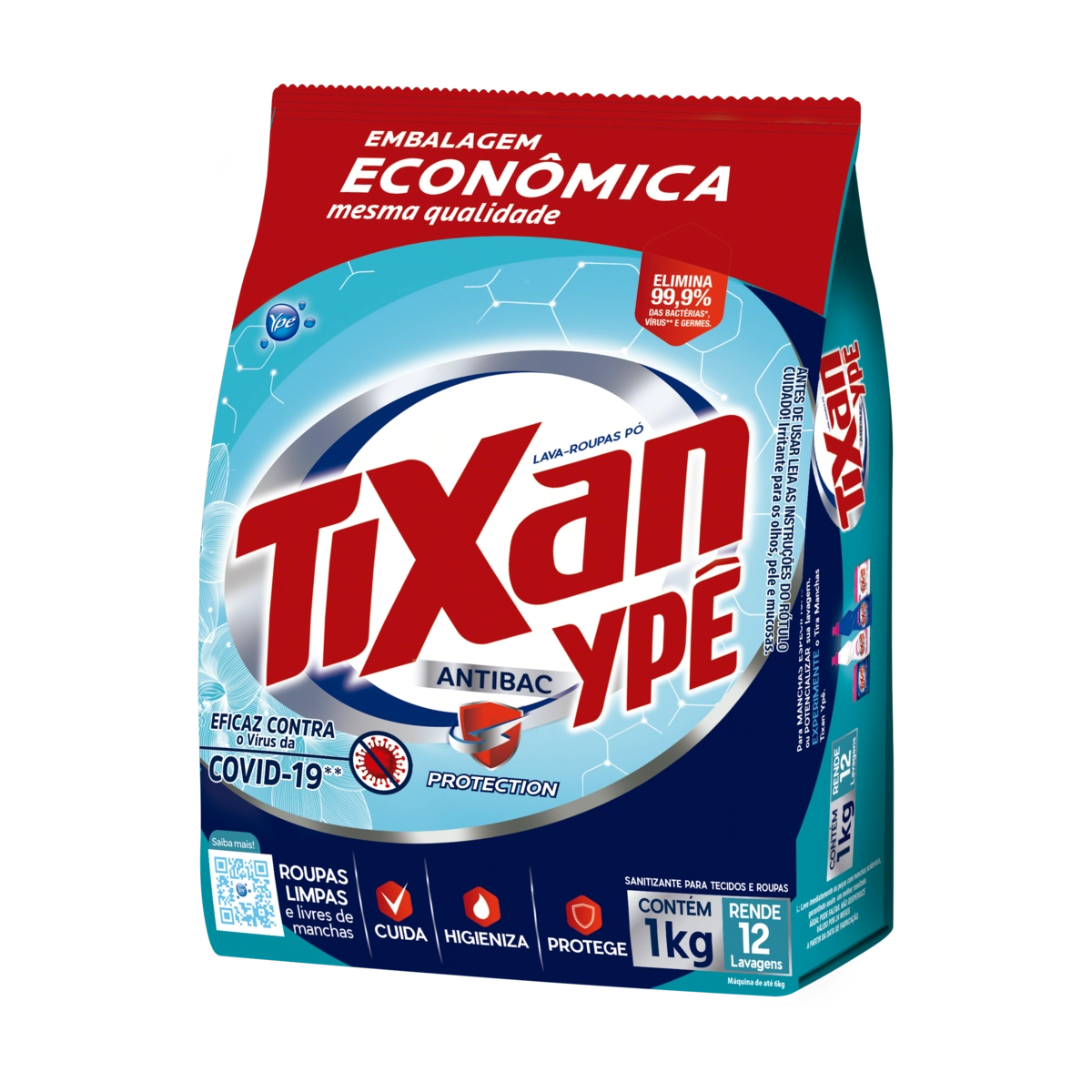 Lava Roupas Pó Tixan Ypê Antibac Pacote 1kg Embalagem Econômica