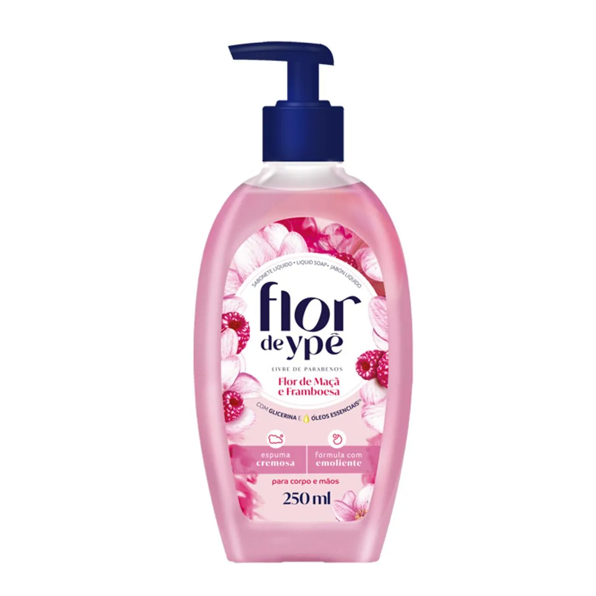 Sabonete Líquido Mãos e Corpo Flor de Maçã e Framboesa Flor de Ypê Frasco Pump 250ml