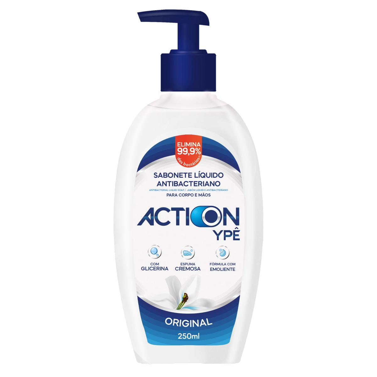 Sabonete Líquido Antibacteriano Original Action Ypê Frasco Pump 250ml