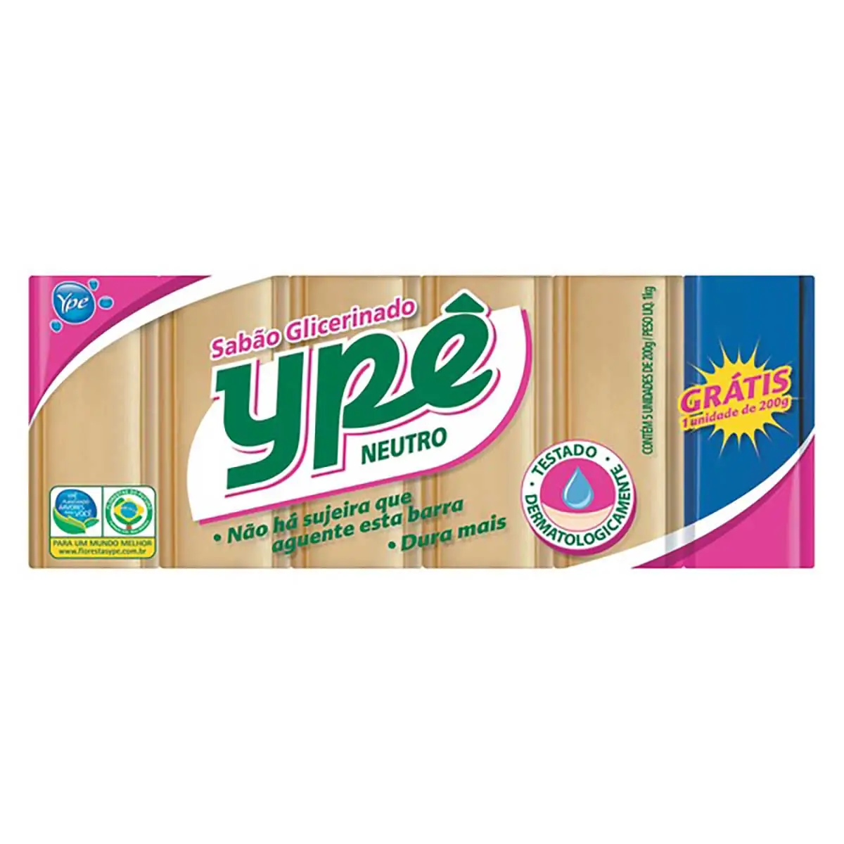 Sabão Barra Ype Neutro com 6 Unidades
