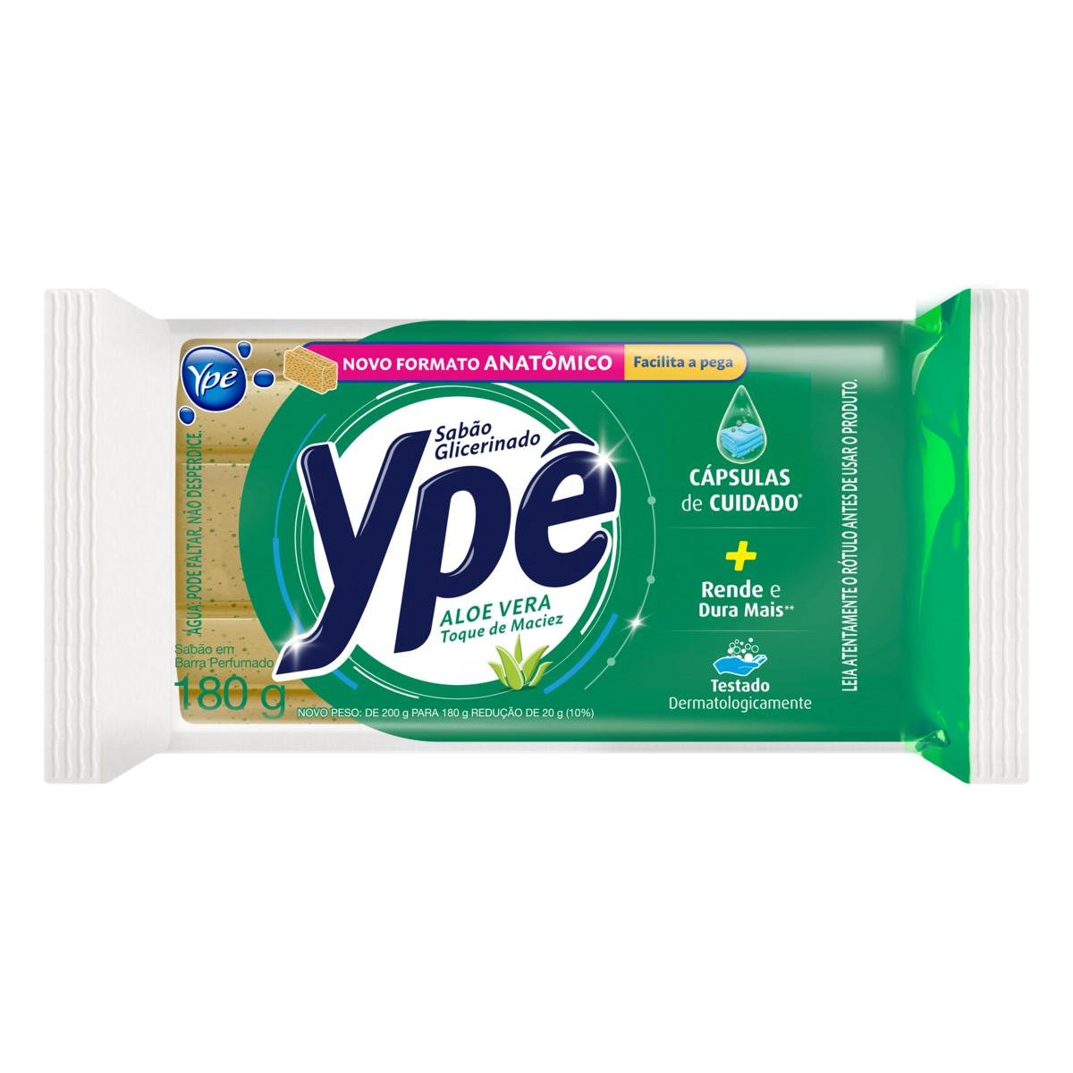 Sabão Em Barra Glicerinado Aloe Vera Ypê Pacote 200g