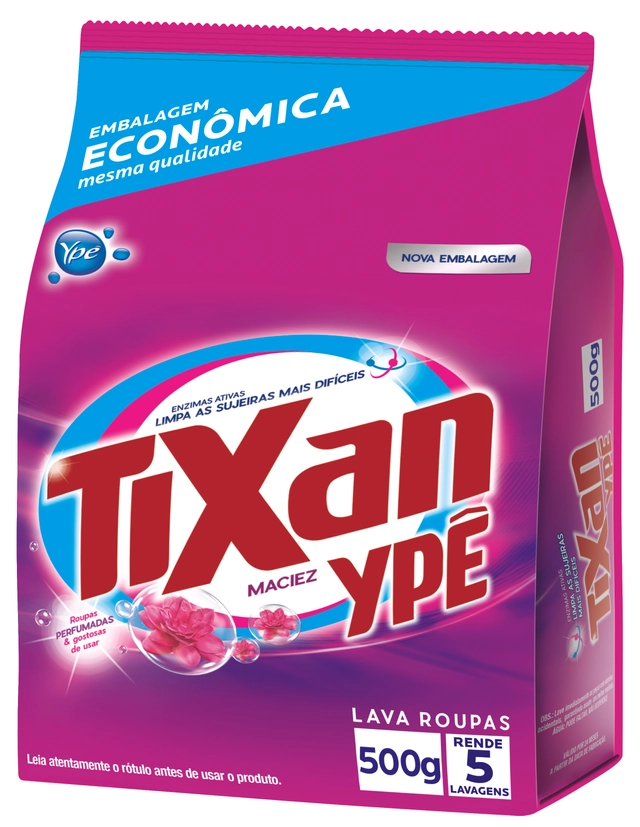 Lava Roupas Pó Concentrado Maciez Tixan Ypê Pacote 400g Embalagem Econômica
