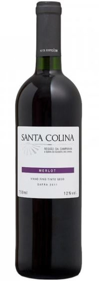 Vinho Brasileiro Tinto Seco Santa Colina Merlot Campanha Gaúcha E Serra Gaúcha Garrafa 750ml