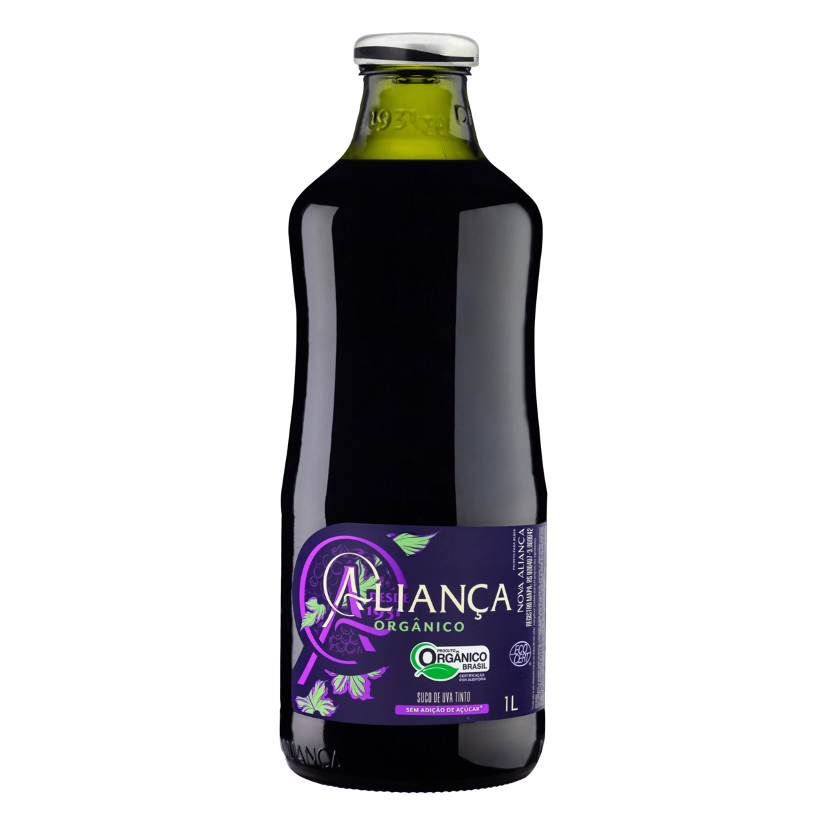 Suco Orgânico Uva Tinto Aliança Garrafa 1l
