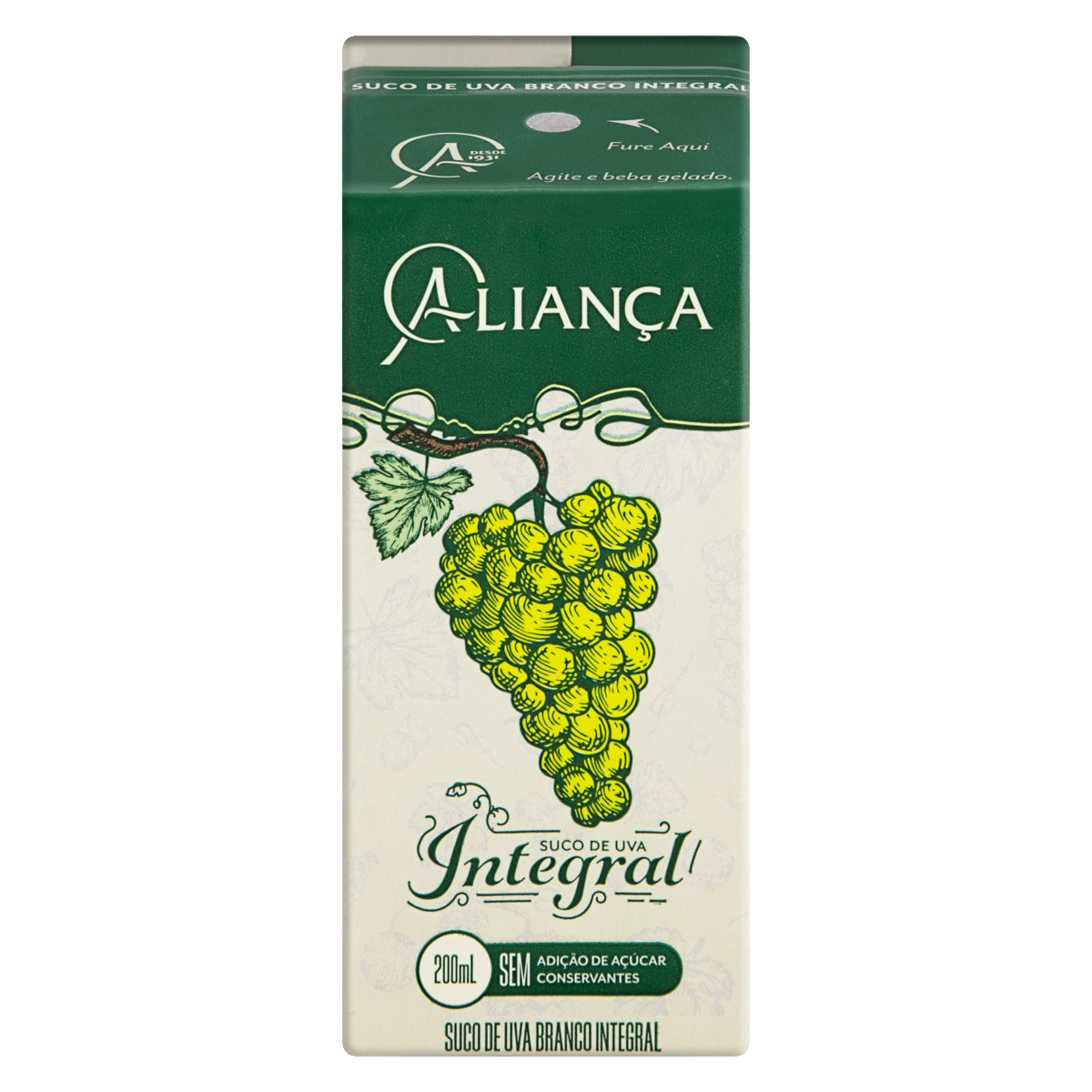 Suco Integral Uva Branco Aliança Caixa 200ml