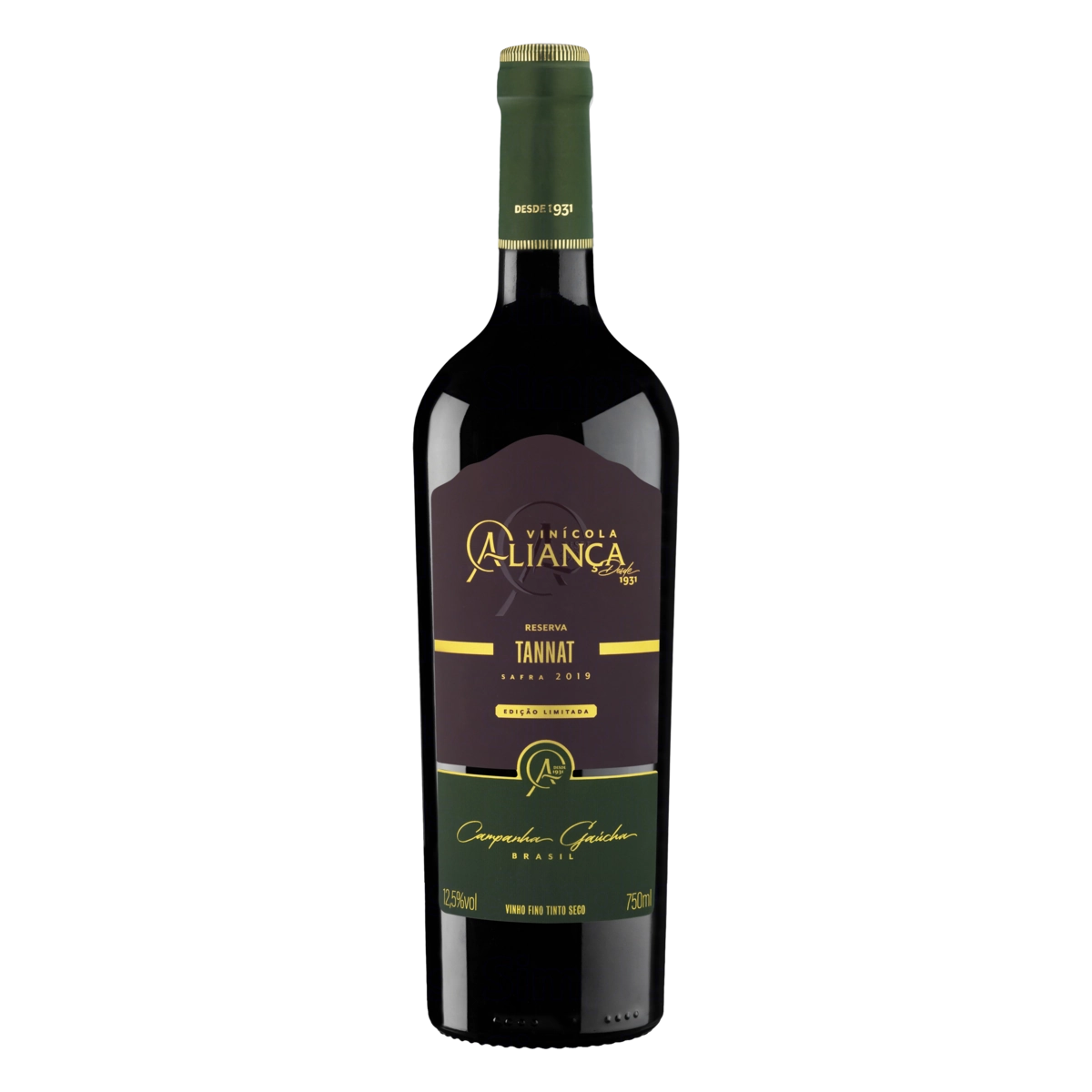 Vinho Brasileiro Tinto Seco Reserva Aliança Tannat Campanha Gaúcha Garrafa 750ml