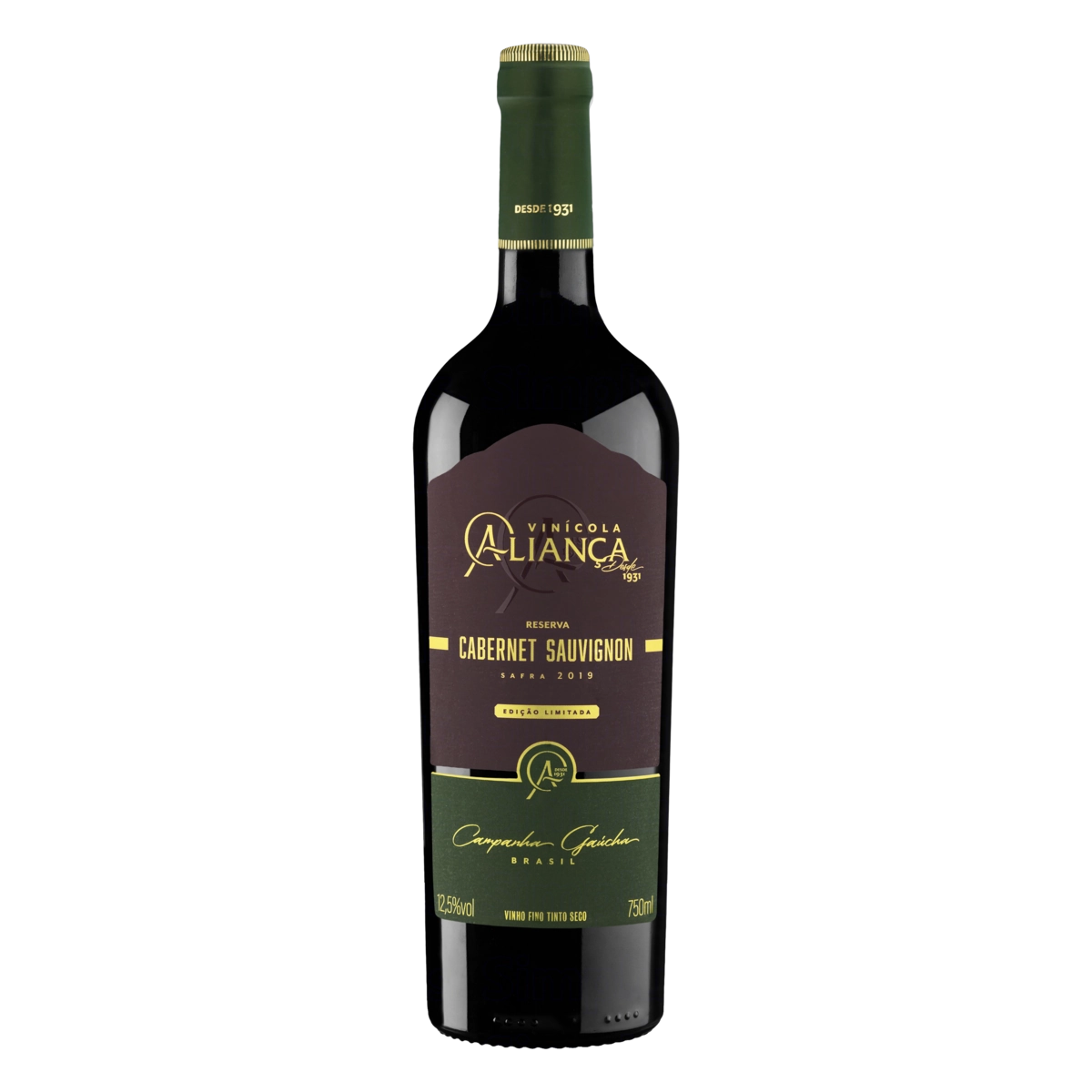 Vinho Brasileiro Tinto Seco Reserva Aliança Cabernet Sauvignon Campanha Gaúcha Garrafa 750ml