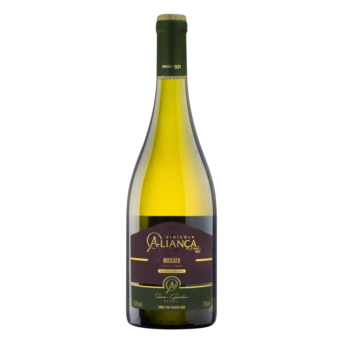 Vinho Brasileiro Branco Seco Aliança Moscato Serra Gaúcha Garrafa 750ml