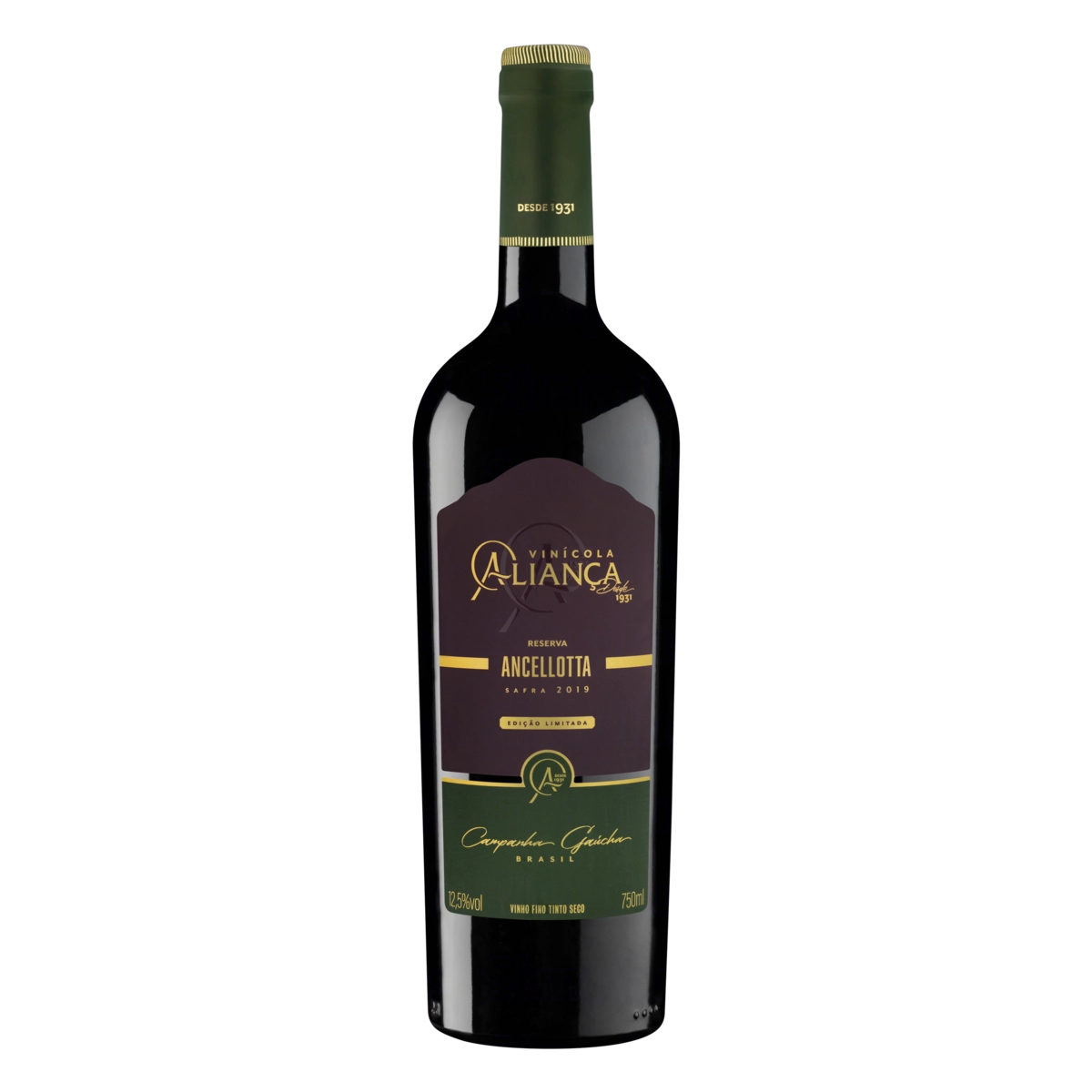Vinho Brasileiro Tinto Seco Reserva Aliança Ancellotta Campanha Gaúcha Garrafa 750ml