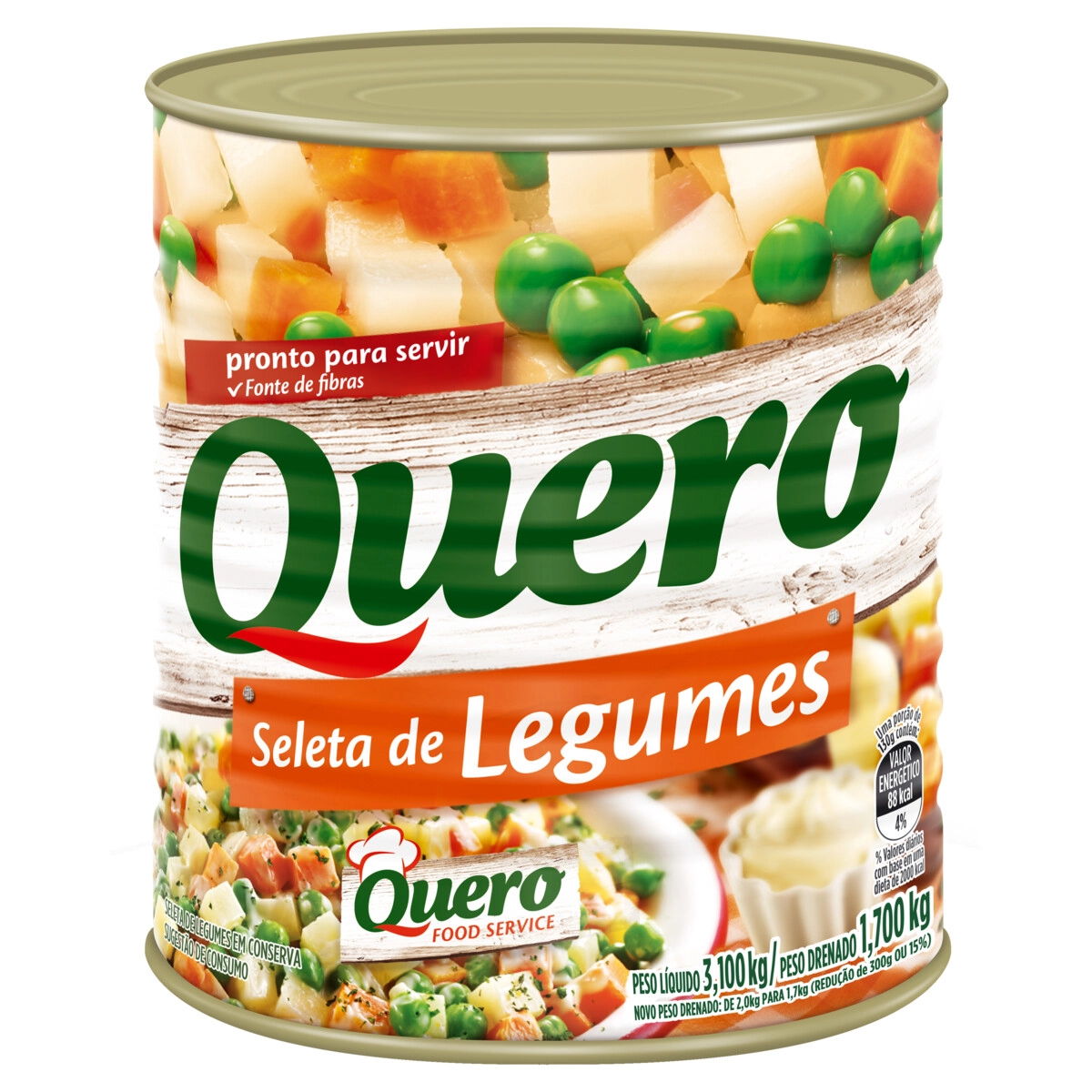Seleta De Legumes Em Conserva Quero Lata 1,7kg