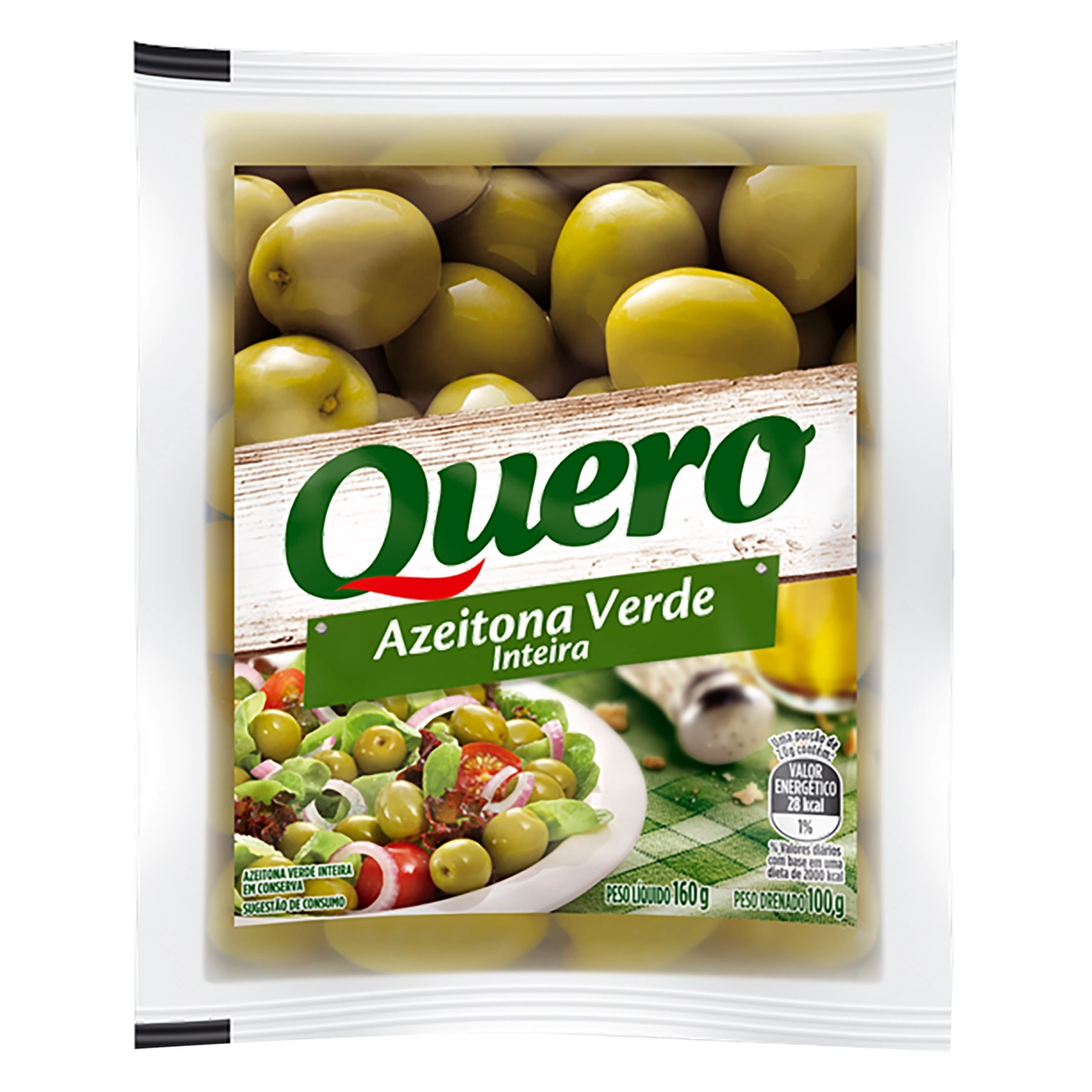 Azeitona Verde Em Conserva Inteira Quero Sachê 100g