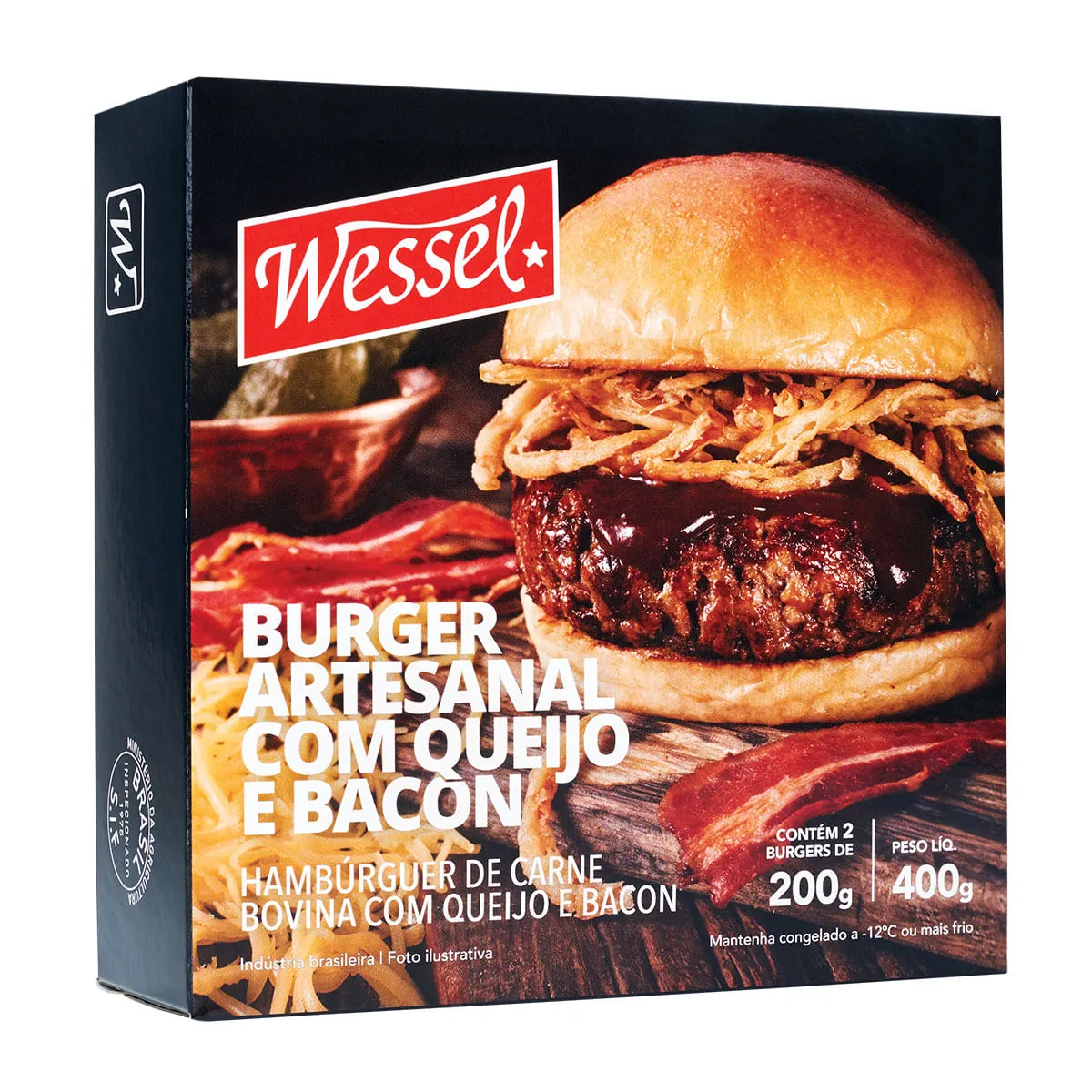 Hamburger Wessel 400g Queijo/bacon C/2