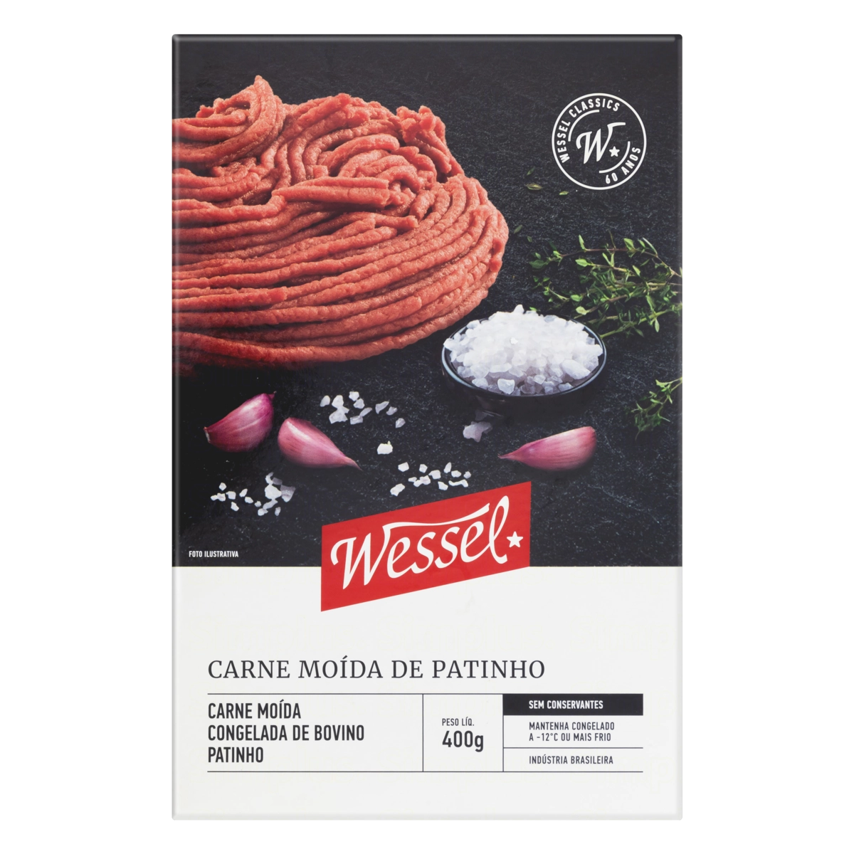 Patinho Bovino Moído Congelado Wessel 400g