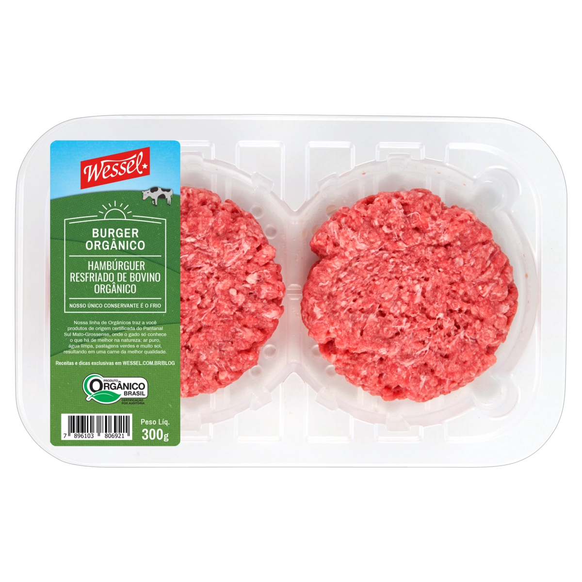 Hambúrguer Bovino Orgânico Resfriado Wessel Bandeja 300g 2 Unidades