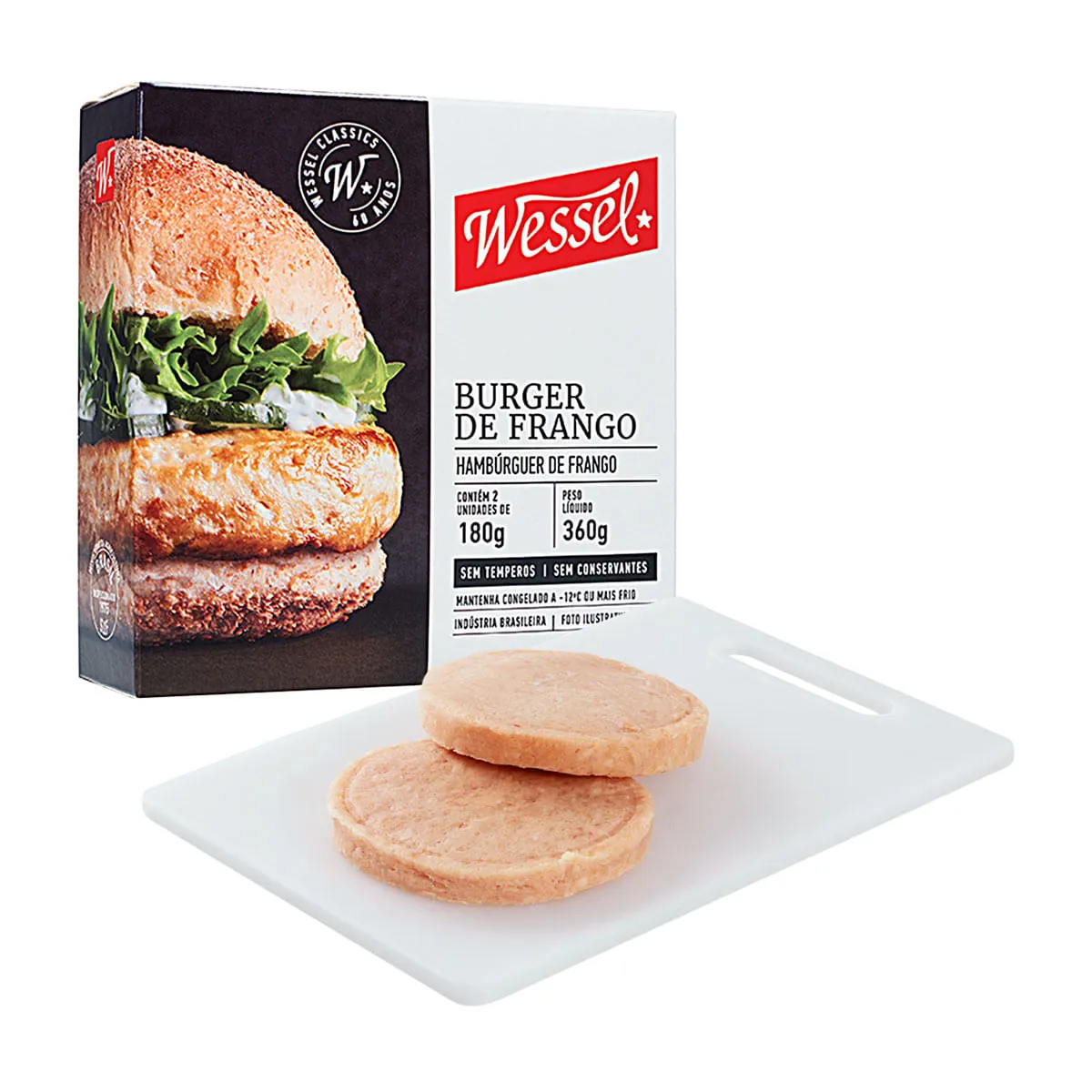 Hambúrguer De Frango Wessel Caixa 360g 2 Unidades