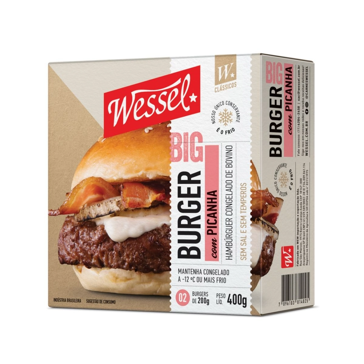 Hambúrguer Big de Picanha WESSEL Caixa 400g