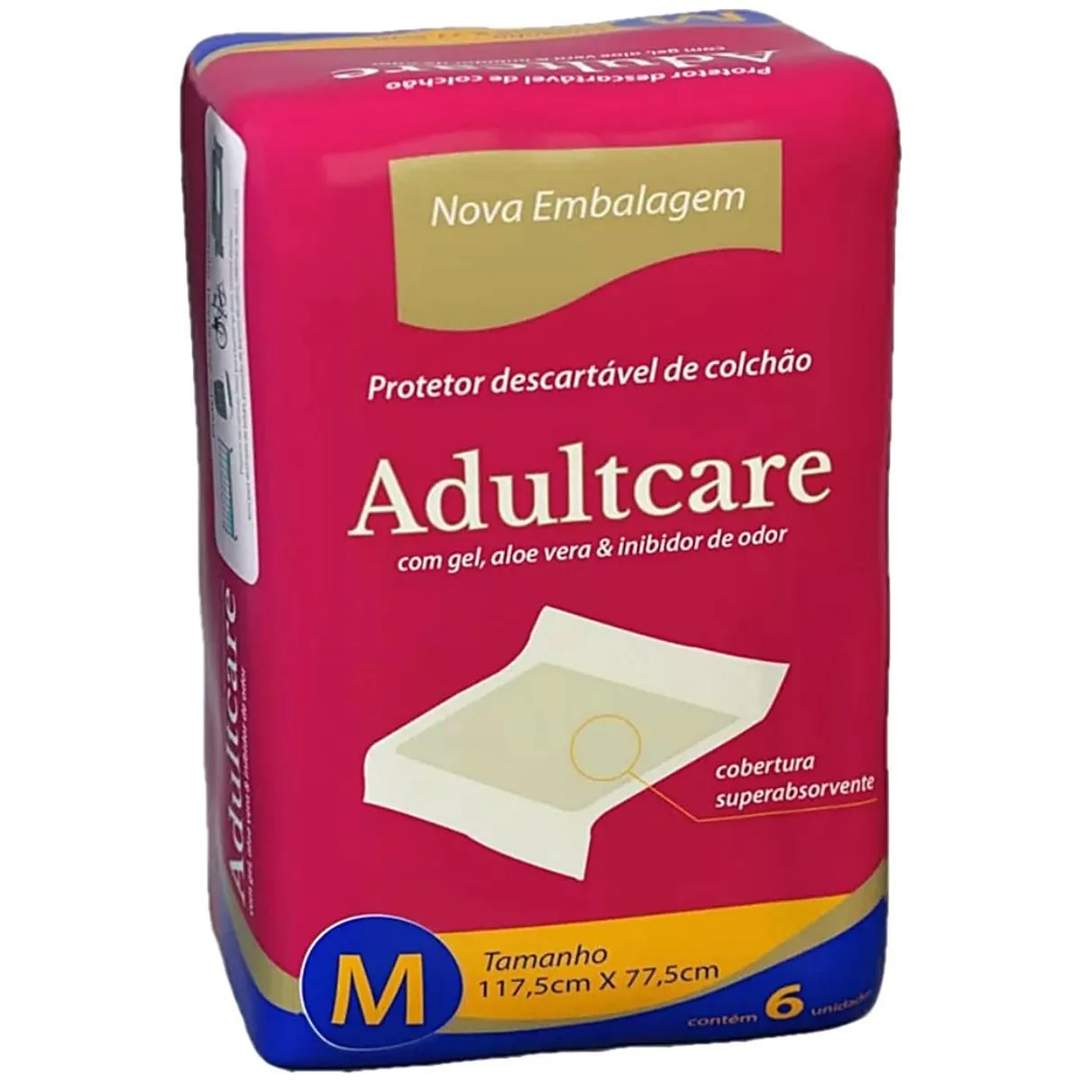 Protetor Descartável de Colchão Adultcare Médio 6 Unidades
