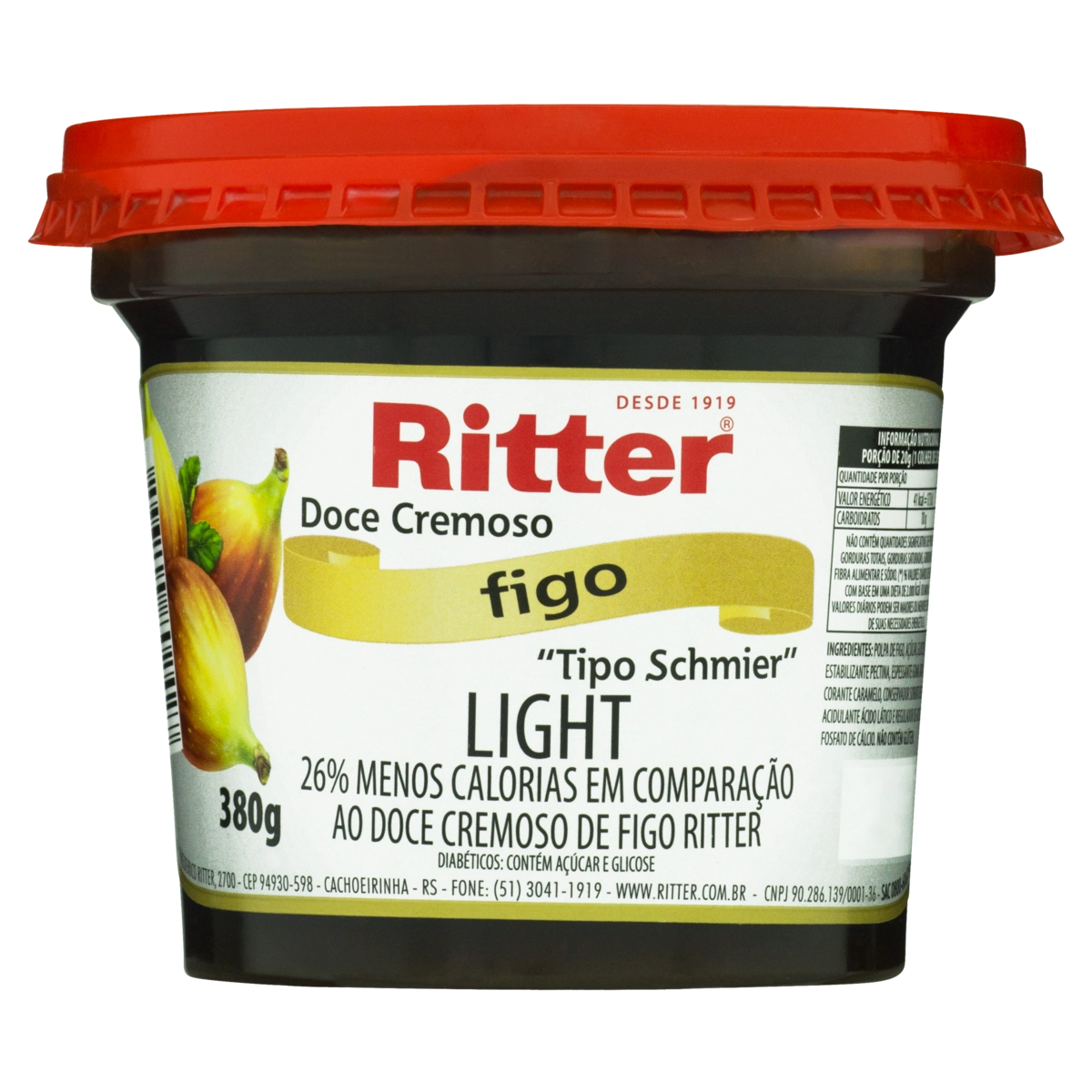 Doce Cremoso Schmier Figo Light Ritter Pote 380g