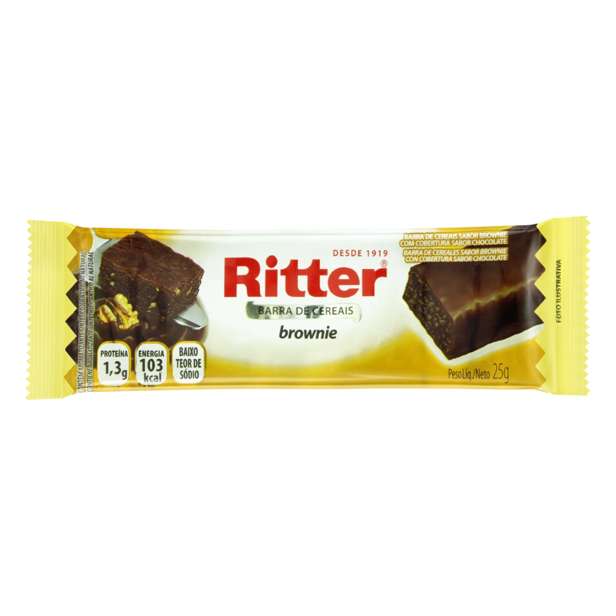 Barra De Cereal Brownie Cobertura Chocolate Ritter Pacote 25g