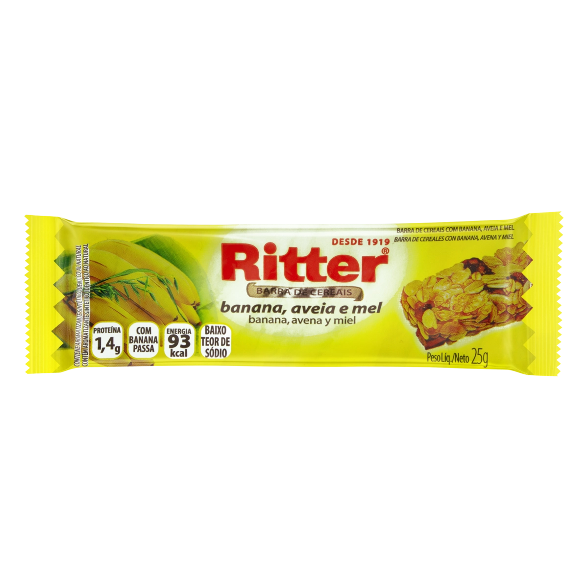 Barra De Cereal Banana, Aveia E Mel Ritter Pacote 25g