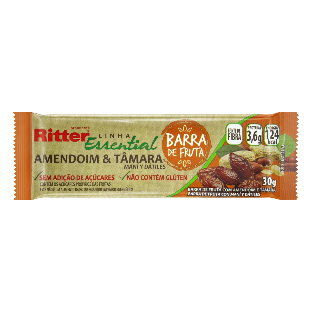 Barra De Frutas Amendoim Tâmara Ritter Essential Pacote 30g