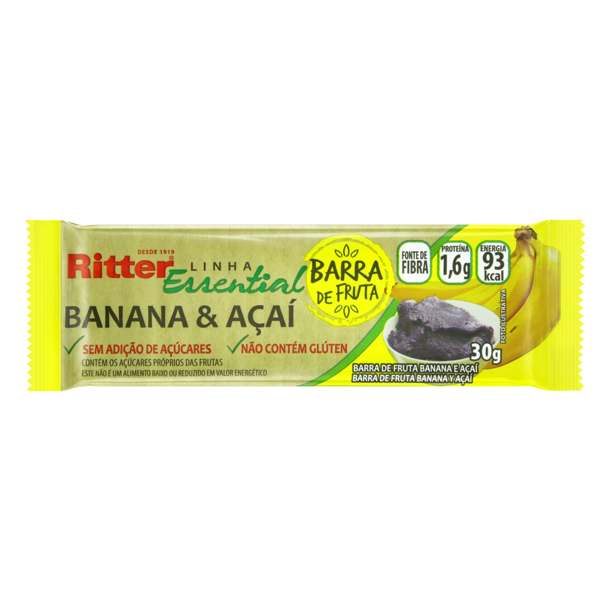Barra De Frutas Banana Açaí Ritter Essential Pacote 30g