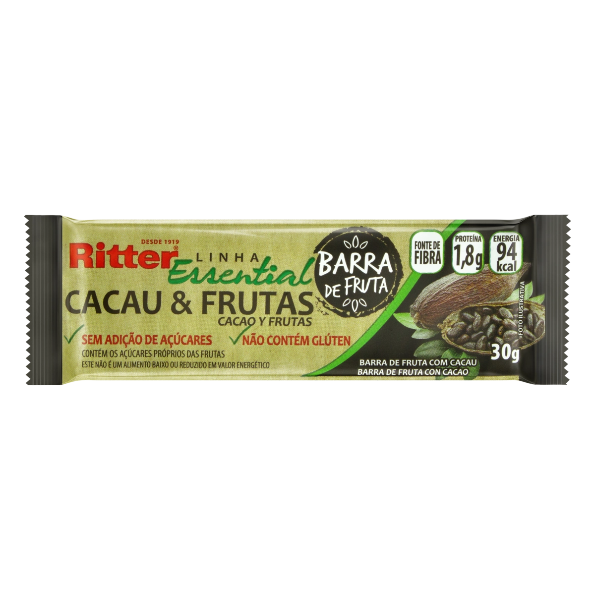 Barra De Frutas Cacau Frutas Ritter Essential Pacote 30g