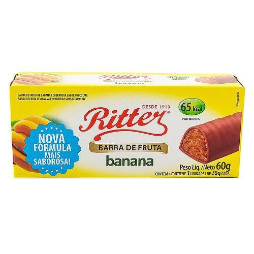 Barra De Fruta Banana Chocolate Ritter Cx 24un 20g