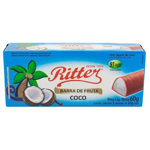Barra De Fruta Côco Chocolate Ritter Cx 24un 20g