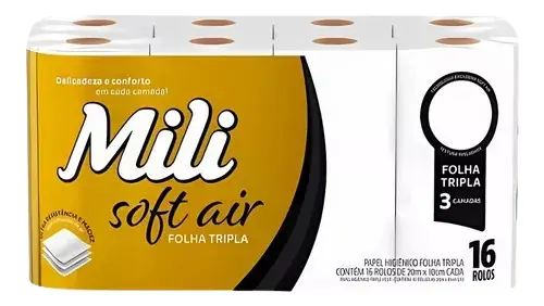 Papel Higiênico Mili 16x20 Mt Soft Air Folha Tripla