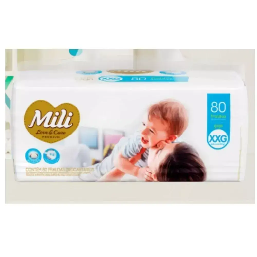 Fralda Descartável Mili Giga Love & Care Premium Tam: XXG - 80 fraldas