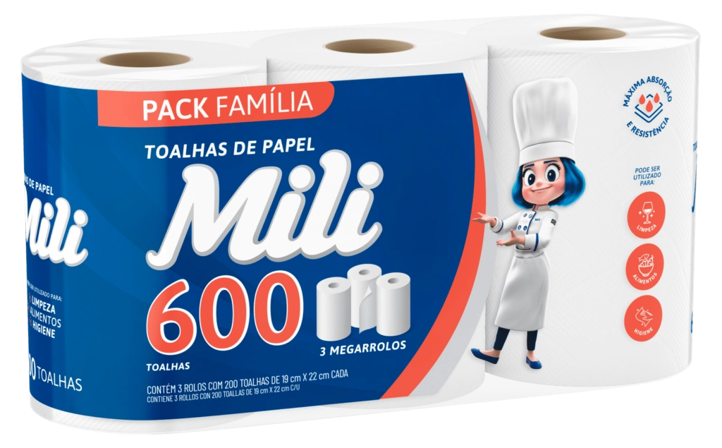 Toalha Papel Mili 600f C/3u