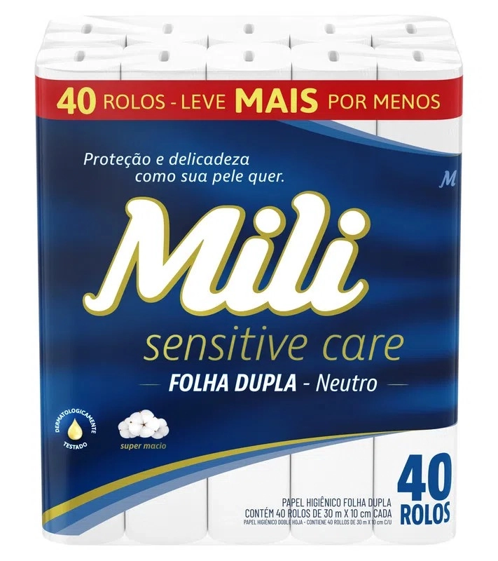 Papel Hig Mili F.dupla Neutro 30m 40un