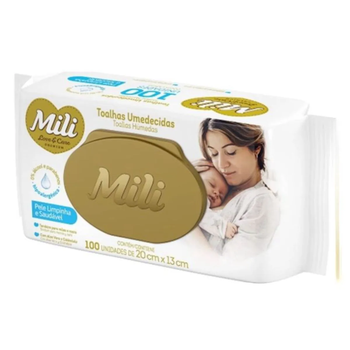 Lenço Umedecido Mili Love &amp; Care 3 Pacotes c/ 100