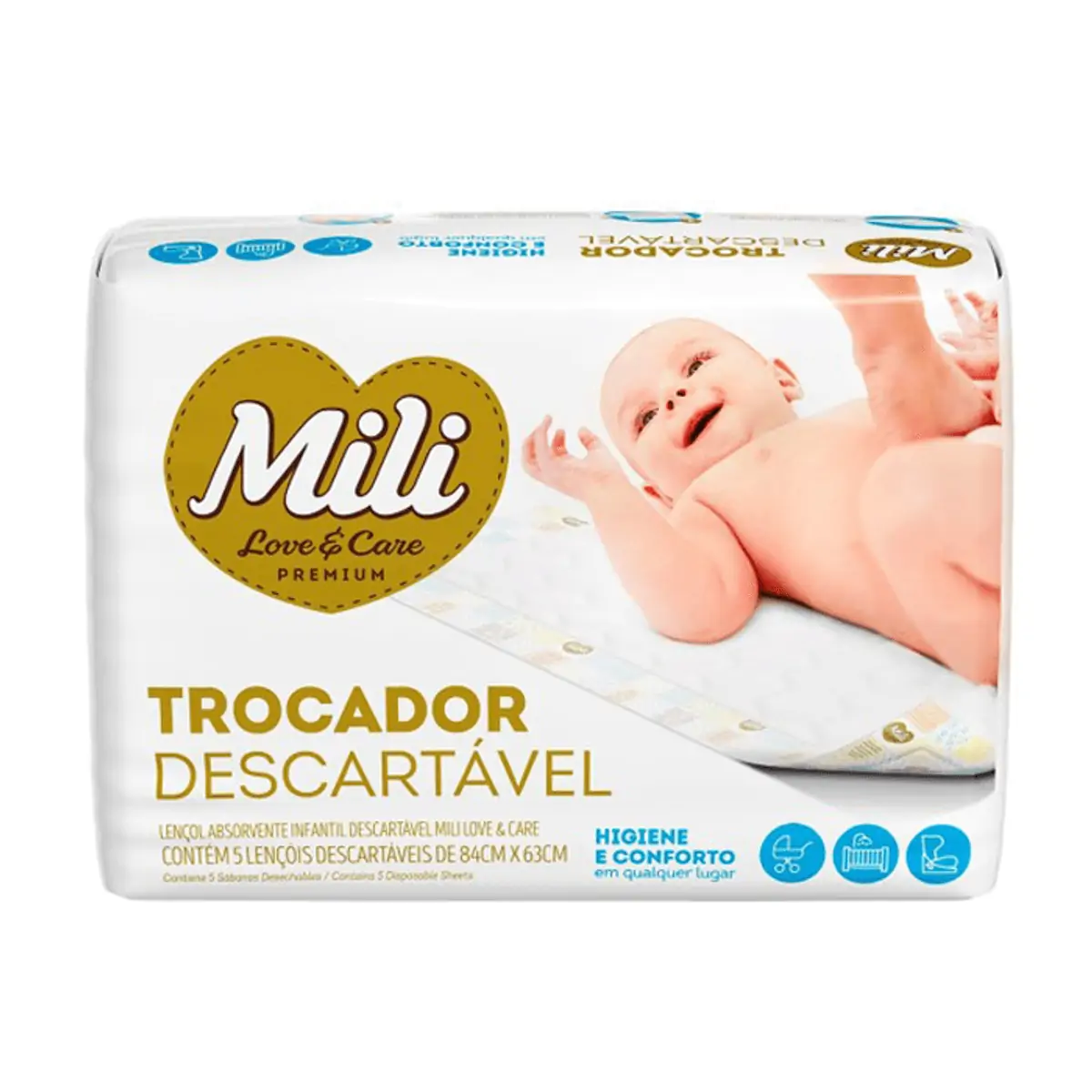 Trocador Descartável Mili Love &amp; Care 4 Pacotes c/ 5 unidades