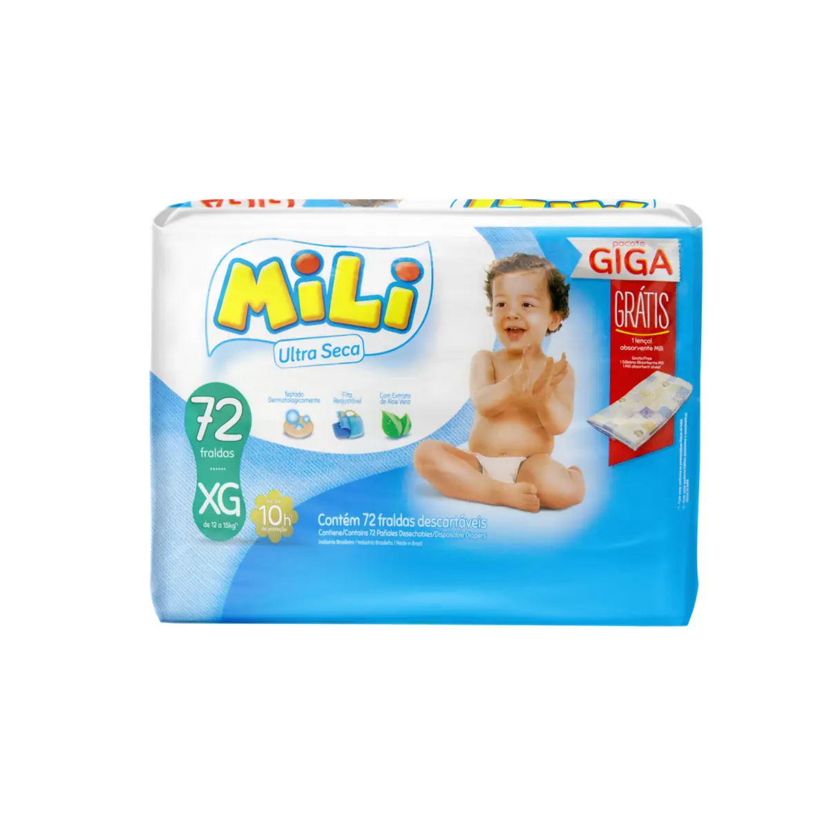 Fralda Descartável Mili Ultra Seca GIGA XG  72 fraldas