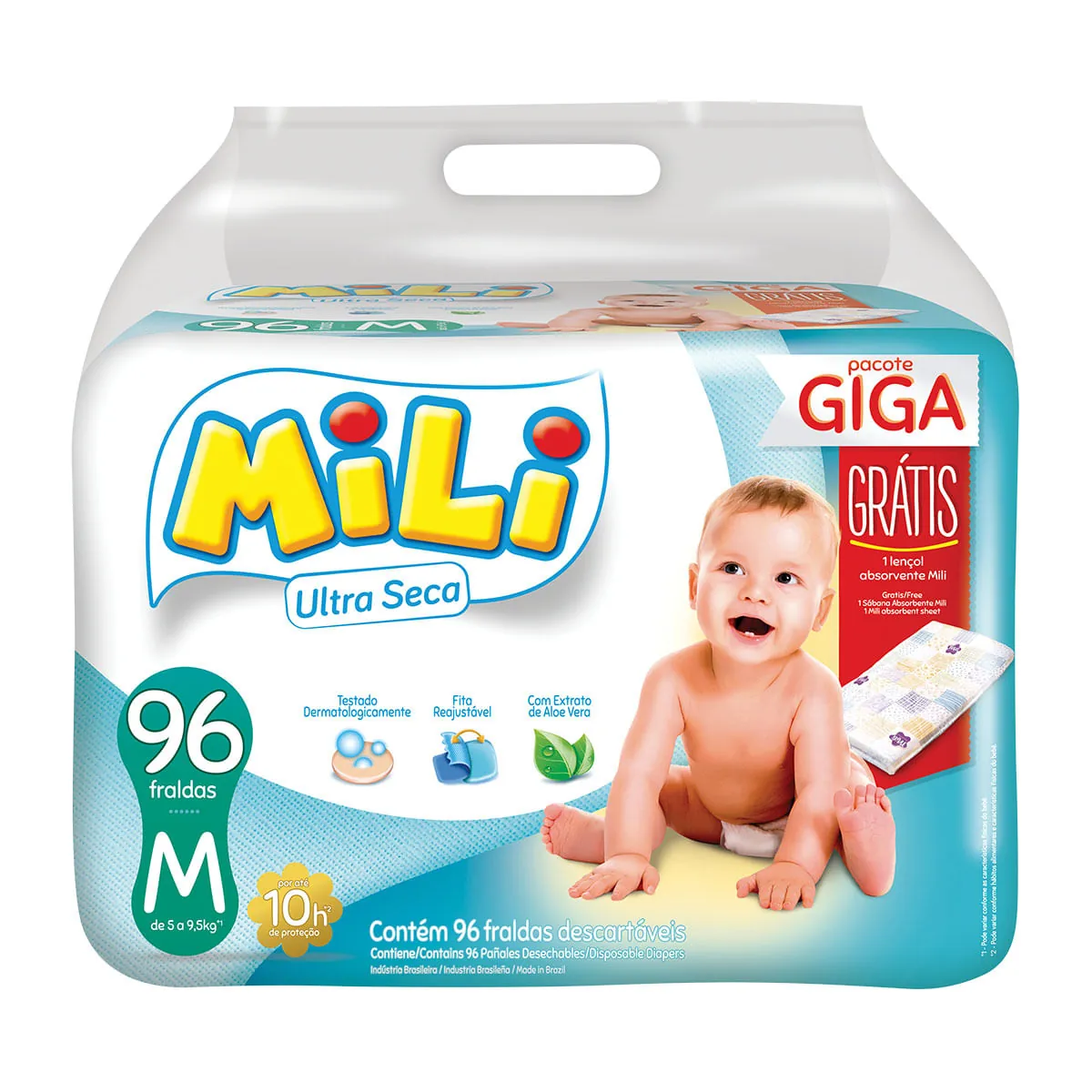 Fralda Descartável Mili Ultra Seca GIGA M  96 fraldas