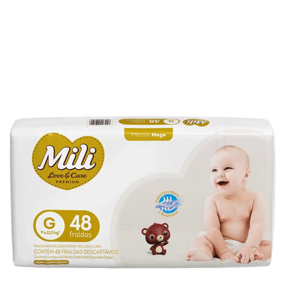 Fralda Descartável Infantil Mili Love Care G Pacote 48 Unidades