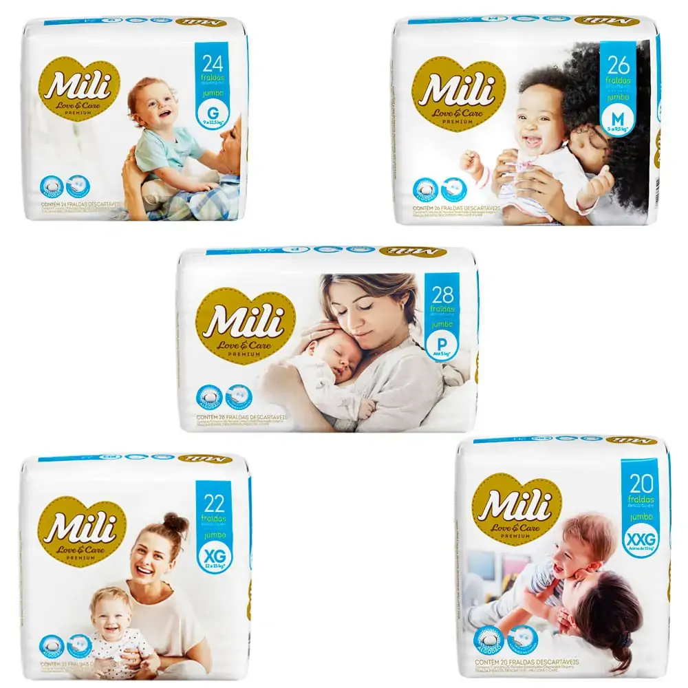 Fralda Descartável Mili Love&Care Tamanho: XXG 4 Pacotes c/20