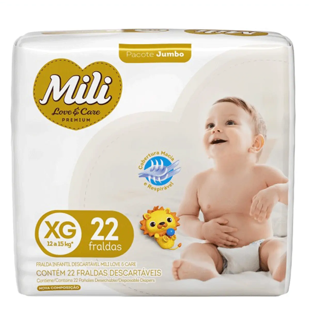 Fralda Mili XG Love e Care Jumbo - 22 Unidades