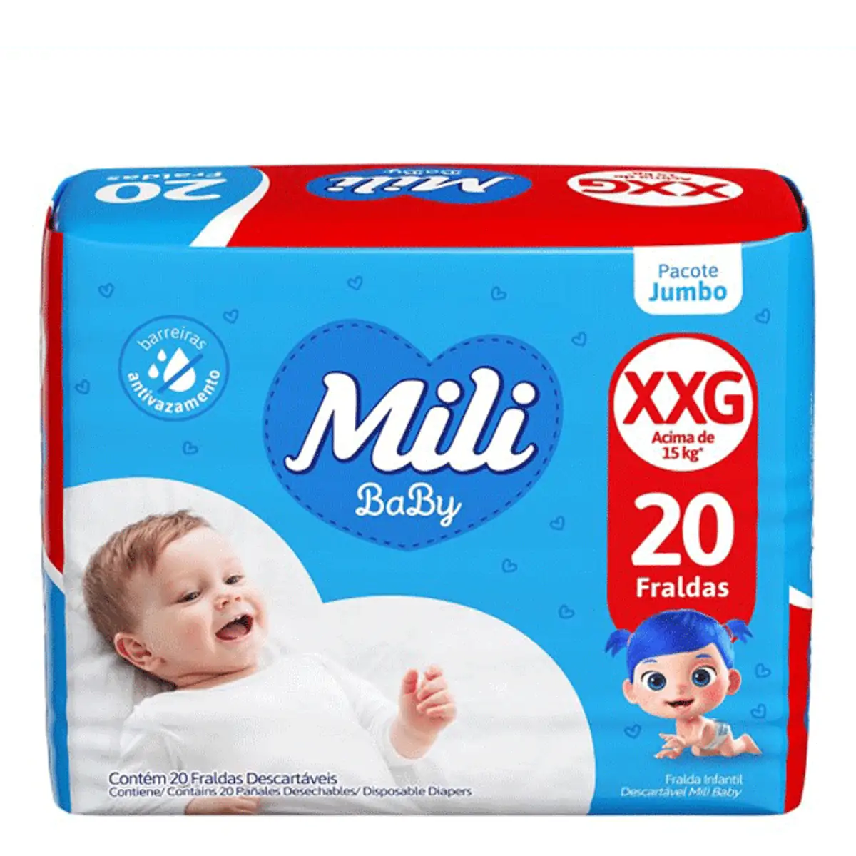Fralda Desc Mili Jumbo Ultra Seca C/20 Xxg