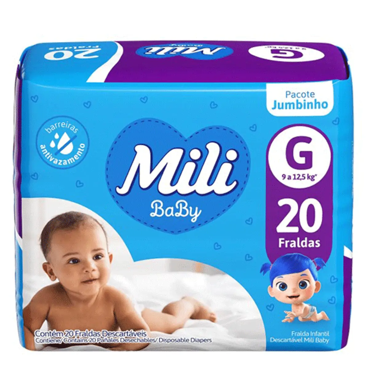 Fralda Descartável Infantil Ultra Seca Mili G Pacote 20 Unidades