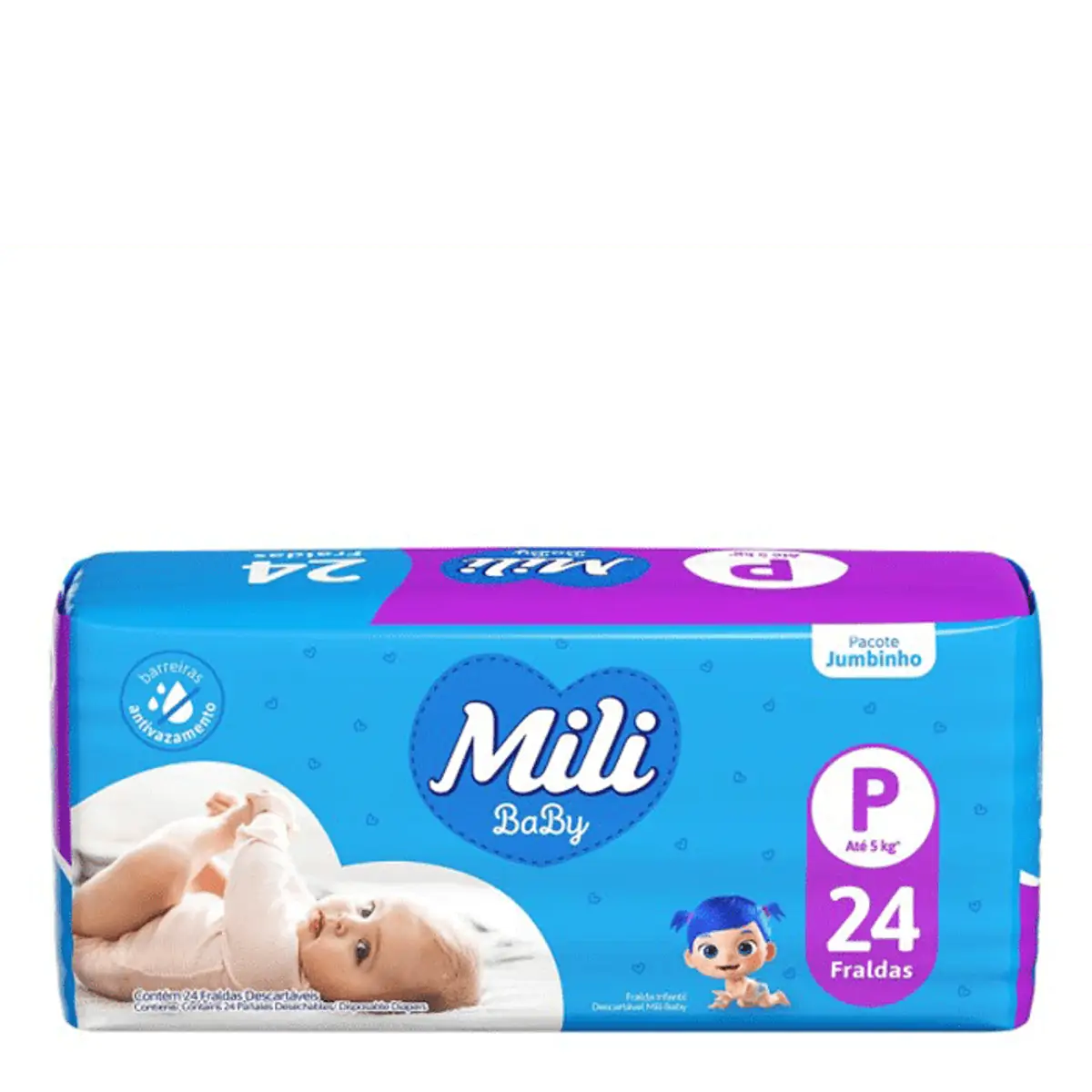 Fralda Descartável Infantil Ultra Seca Mili P Pacote 24 Unidades