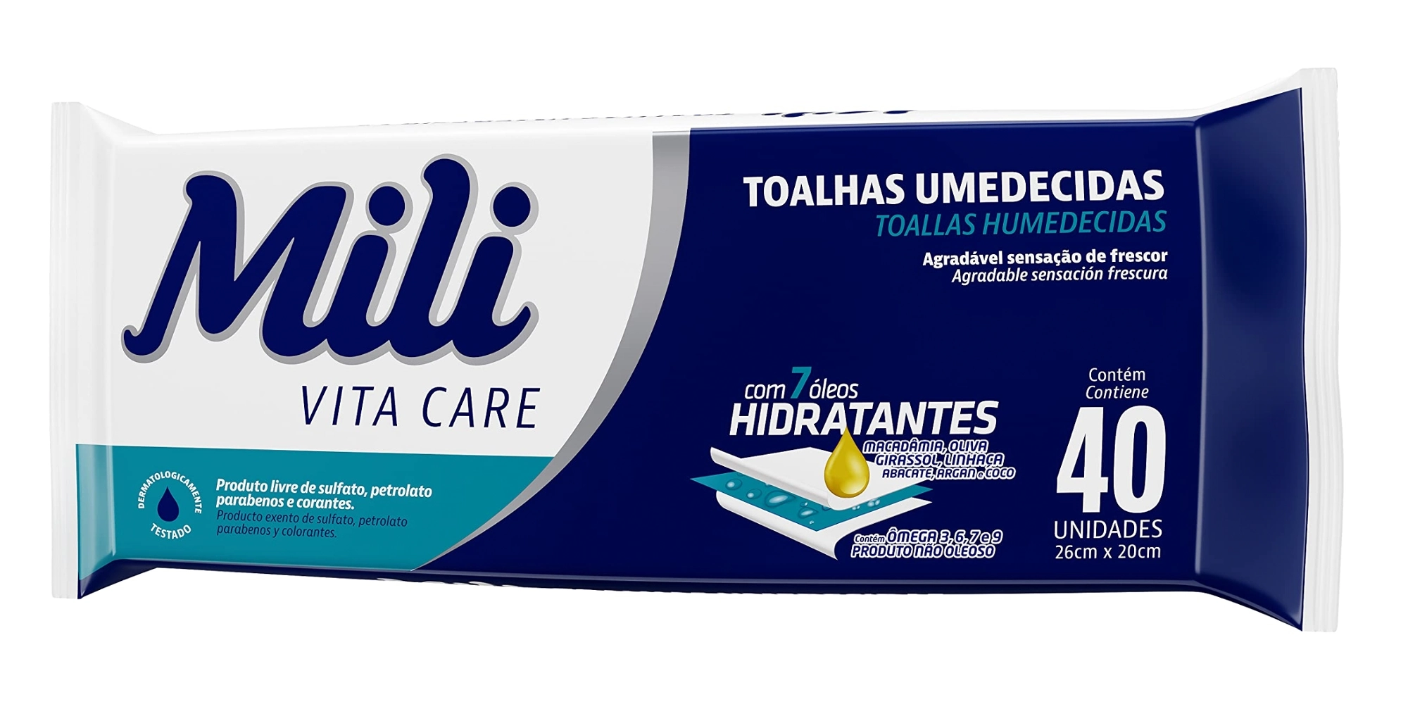 Toalha Umedecida Macia Mili Vita Pacote 40 Unidades