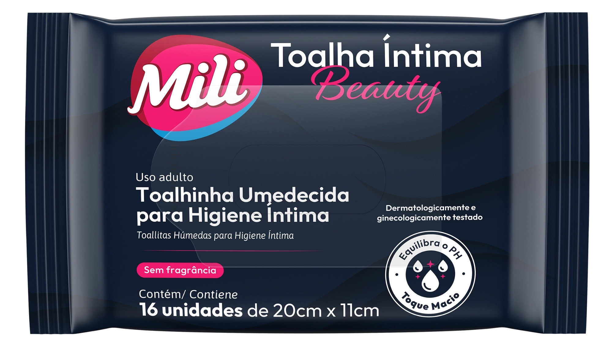 Lenço Umedecido ou Toalhinha de Higiene Intima Feminina Mili 5 Pacotes com 20 Total 100 Lenços