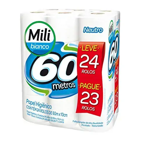 Papel Higiênico Mili Bianco Neutro Lv24pg23 60mts