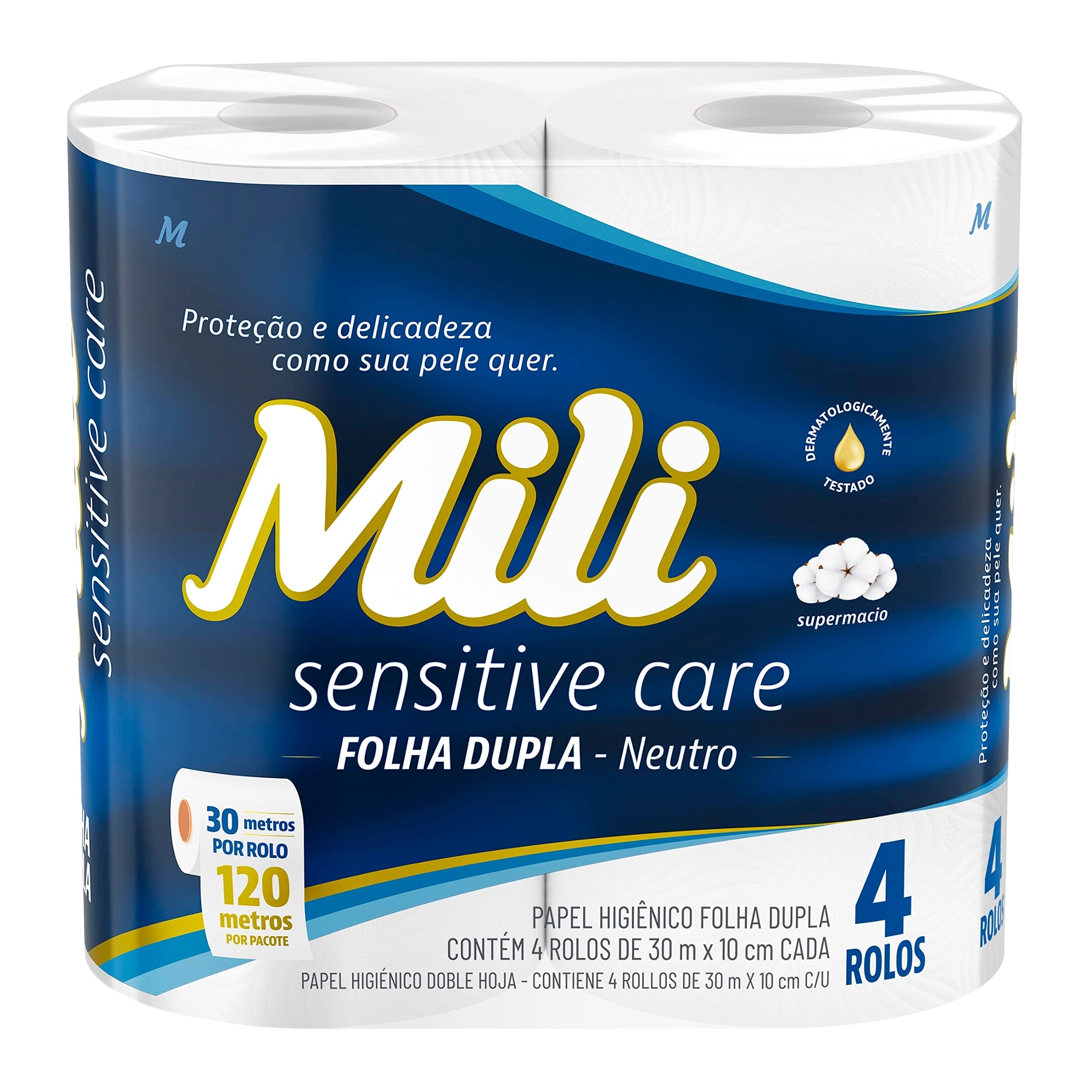 Papel Higiênico Mili Neutro Folha Dupla Com 4 Unidades